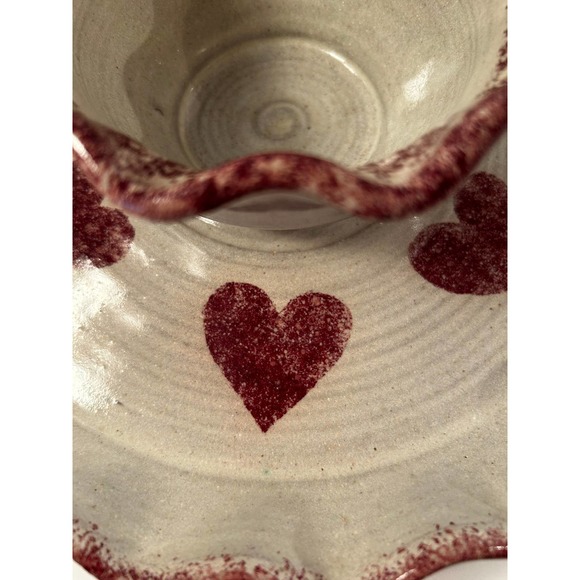 Ceramic Hand Thrown One Of A Kind Ceramic Chip and Dip Serving Dish - Picture 6 of 7